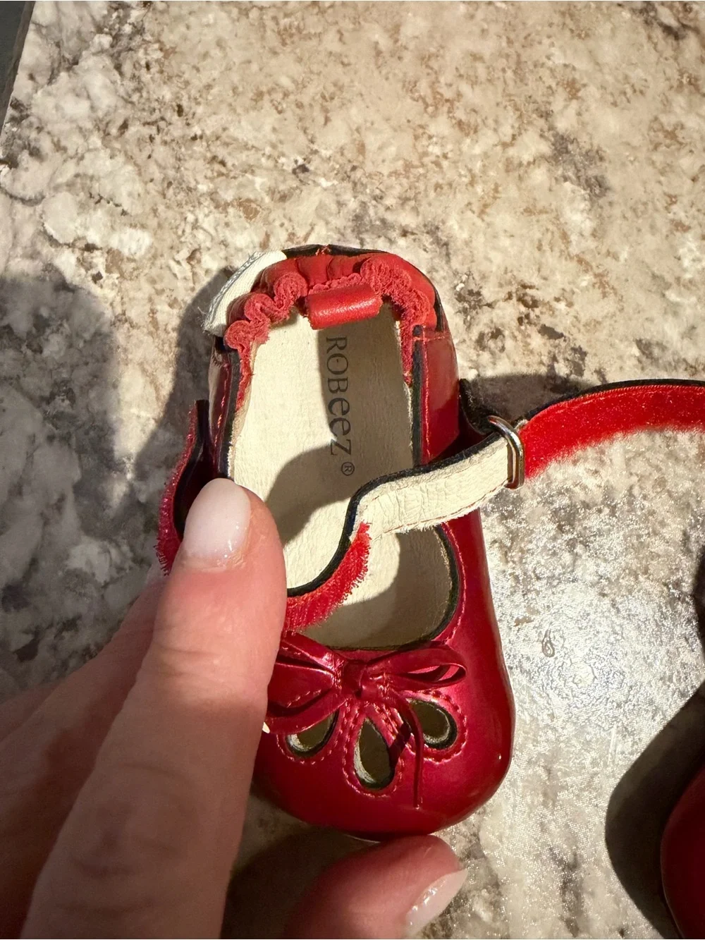 Robeez Red Patent Mary Jane Baby Shoes with Bow Cutouts